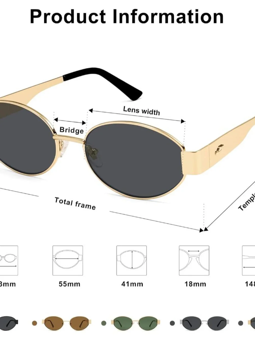 Versatile Retro Oval Sunglasses with Metal Frame - Perfect for Every Adventure